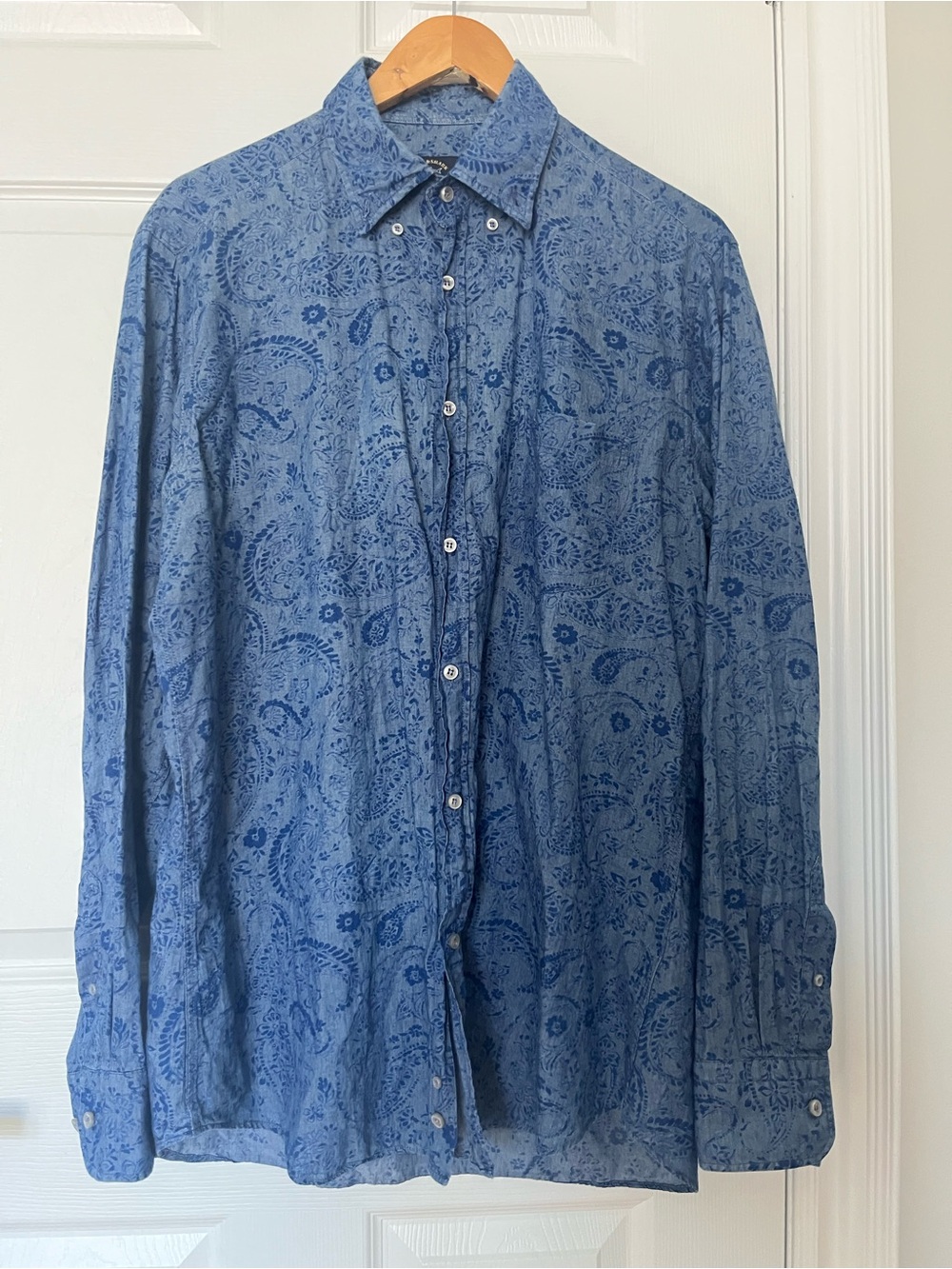 Paul & Shark Lightweight Cotton Blue Paisley Button-Down Shirt